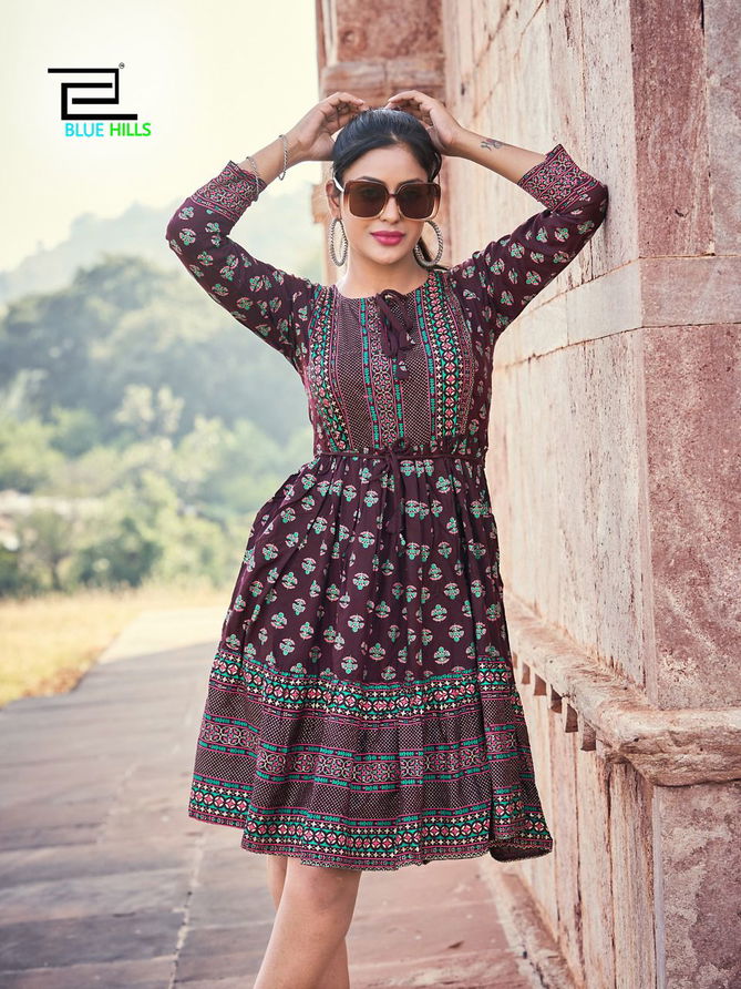 Blue Hills Show off 3 Fancy Printed Tunic Style Wholesale Designer Kurtis